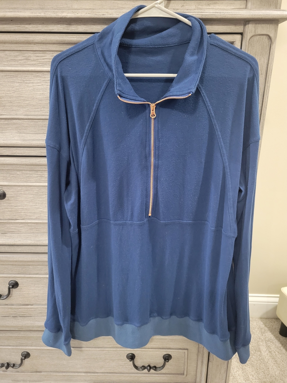 Half-Zip Pullover Top in Deep Blue